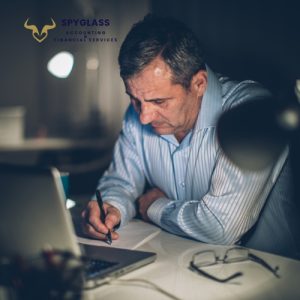 man working on table